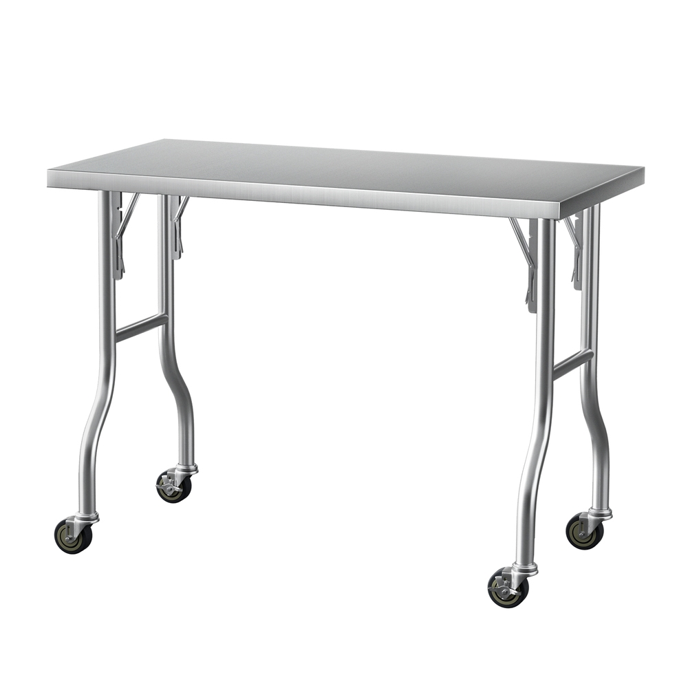 Cefito Foldable Stainless Steel Work Bench on Wheels view 3