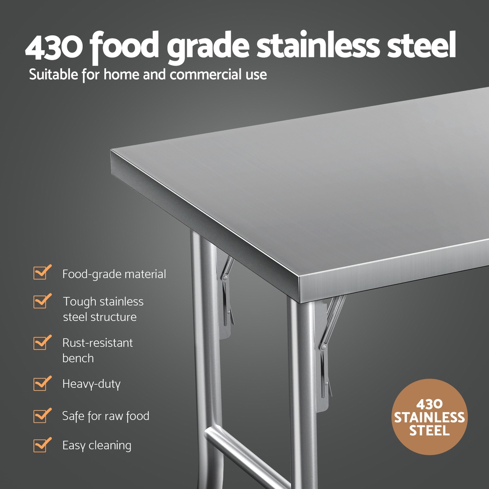 Cefito Foldable Stainless Steel Work Bench on Wheels view 5