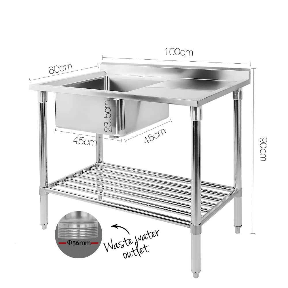 Cefito 100x60cm Stainless Steel Sink Bench Kitchen 304 view 2