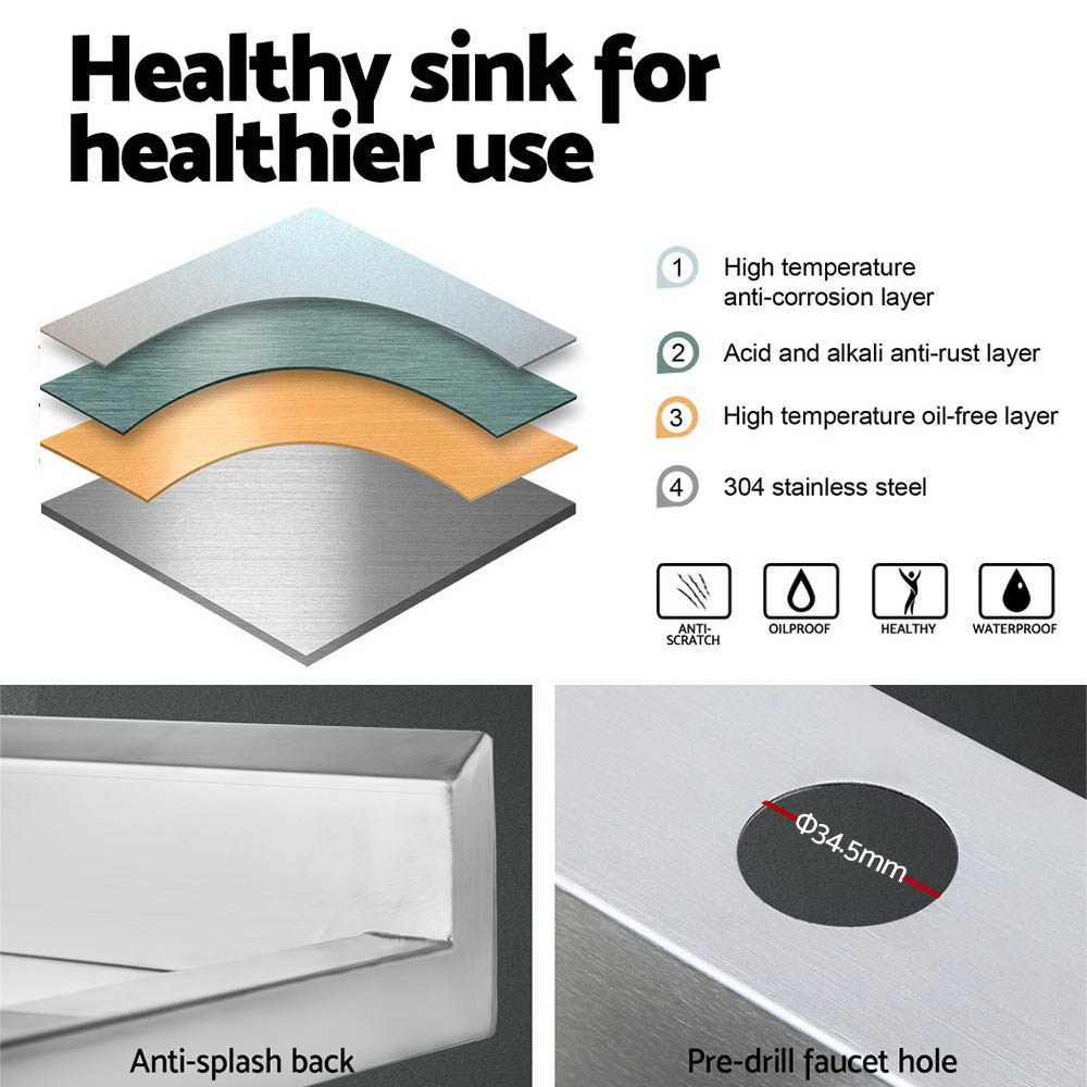Cefito 100x60cm Stainless Steel Sink Bench Kitchen 304 view 4