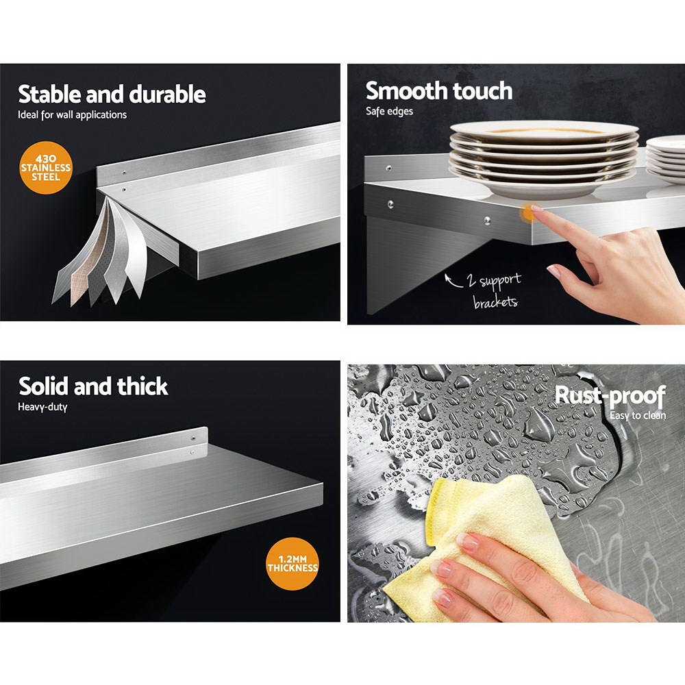 Cefito Stainless Steel Kitchen Wall Shelf, 2 Sizes view 5