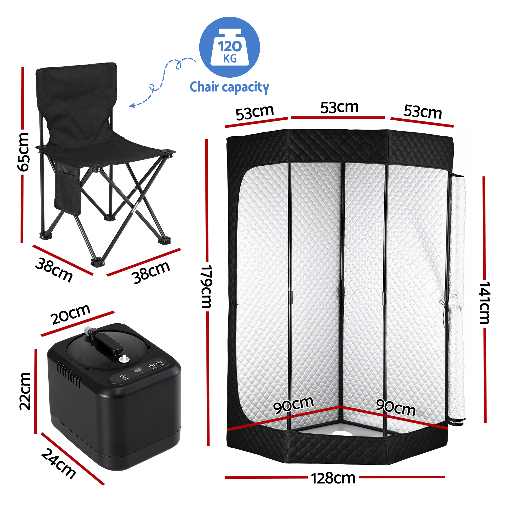 Devanti Full Body Steam Sauna Tent 1000W 3L view 2