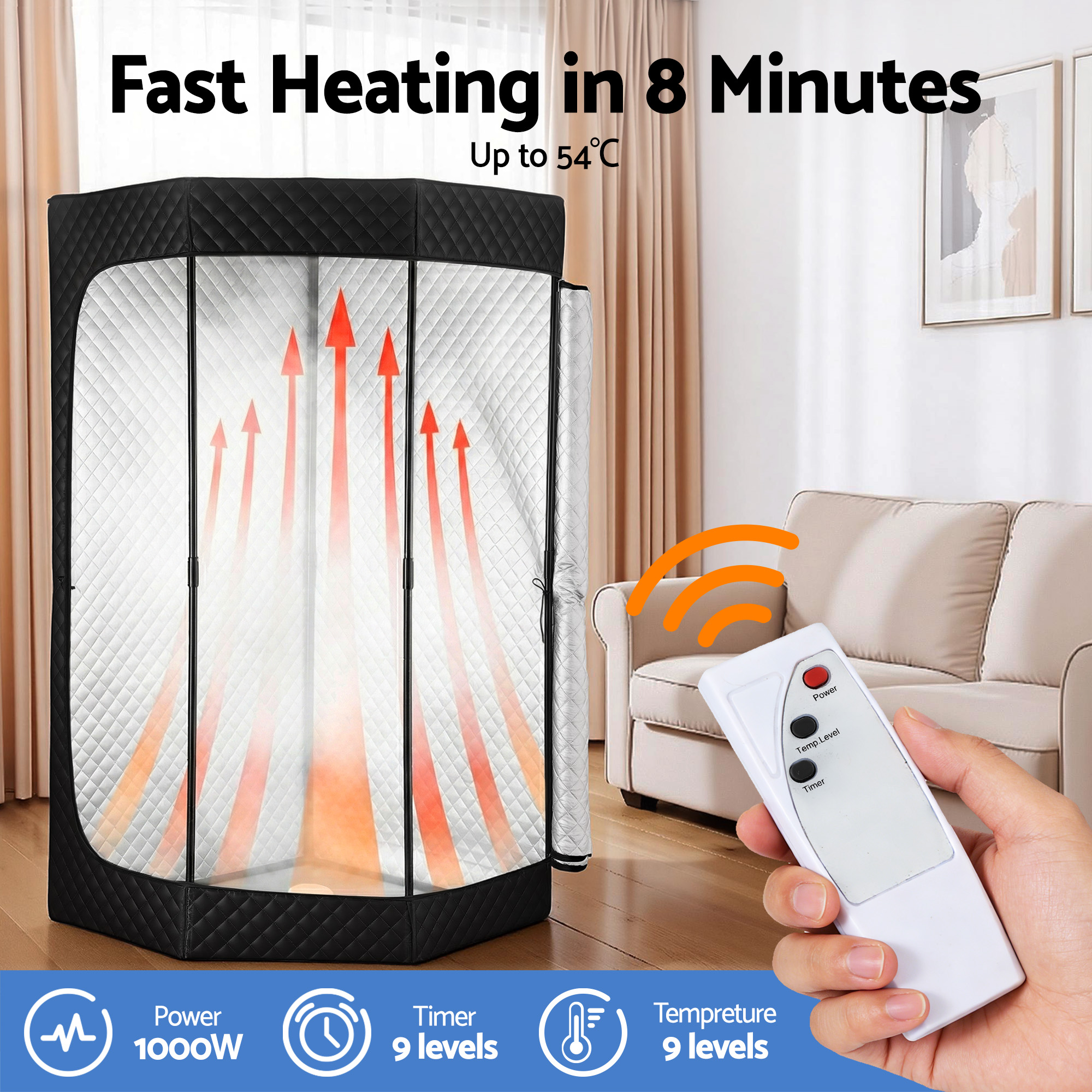 Devanti Full Body Steam Sauna Tent 1000W 3L view 4