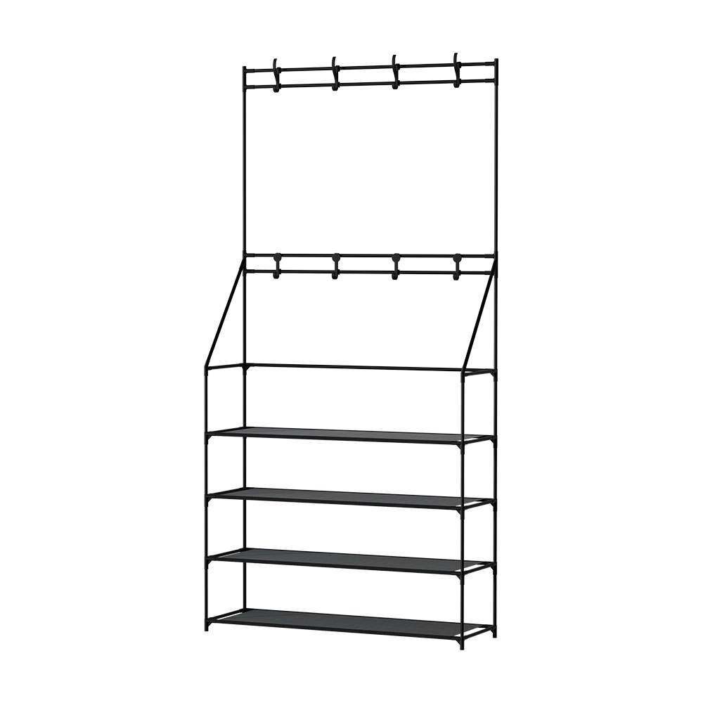 Artiss Shoe Rack Hall Tree 16 Pairs Black view 3