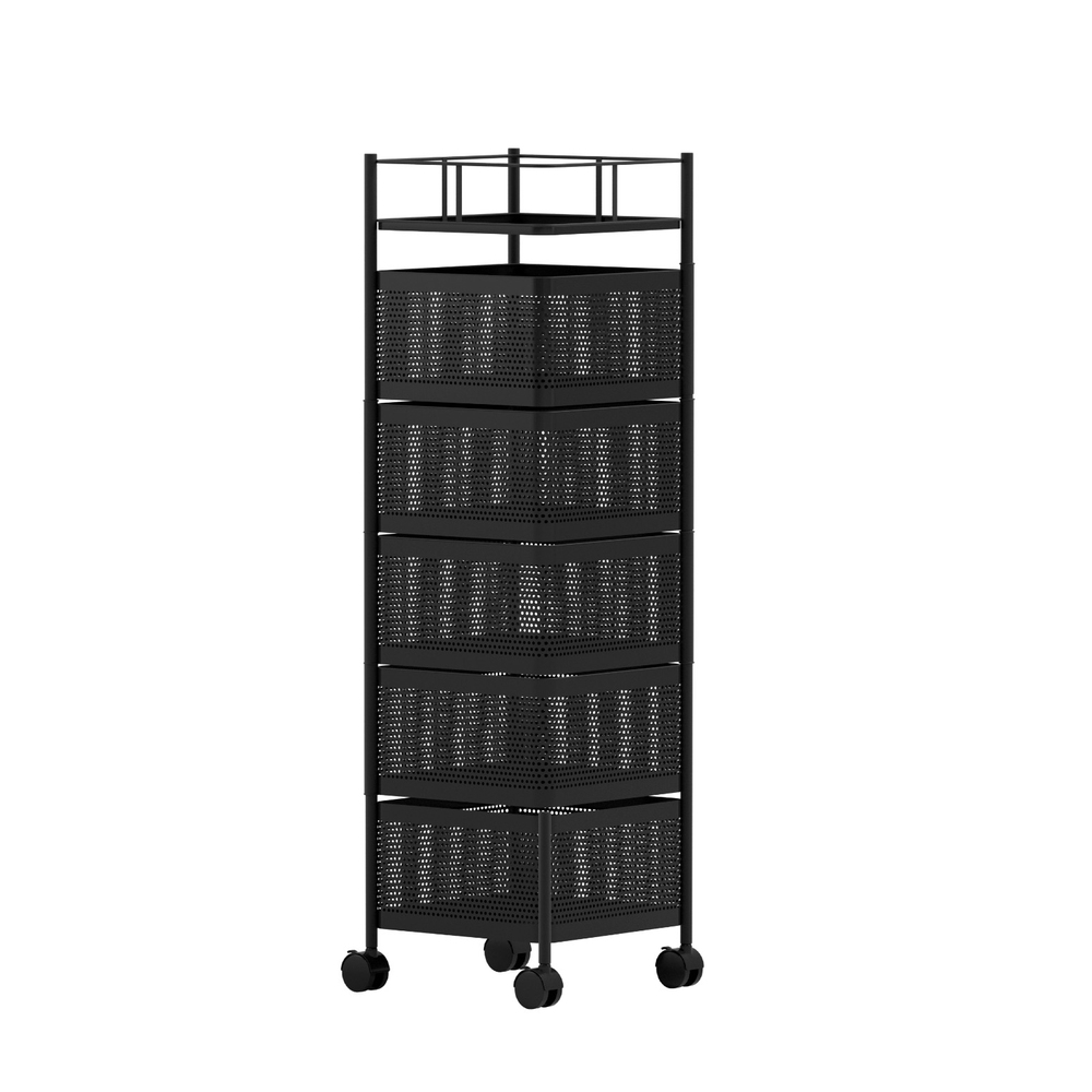 Artiss Storage Trolley Kitchen Cart 5 Tiers Black