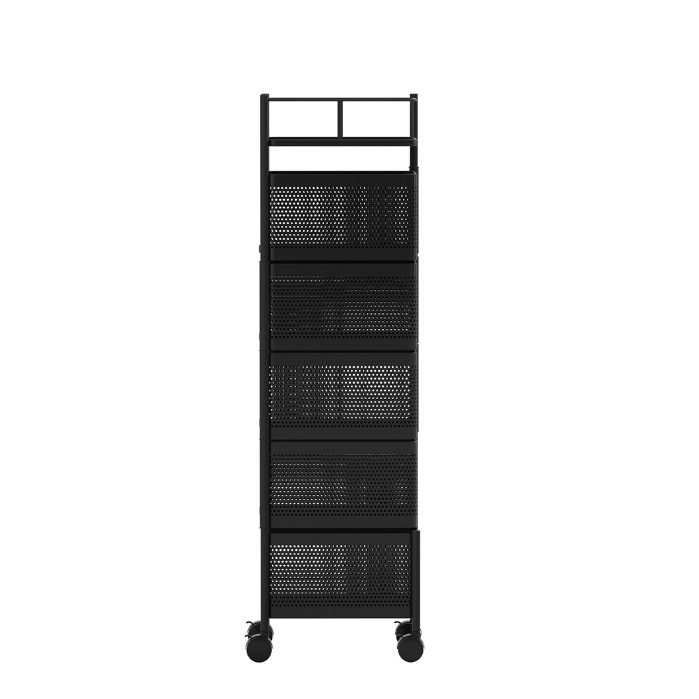 Artiss Storage Trolley Kitchen Cart 5 Tiers Black view 3