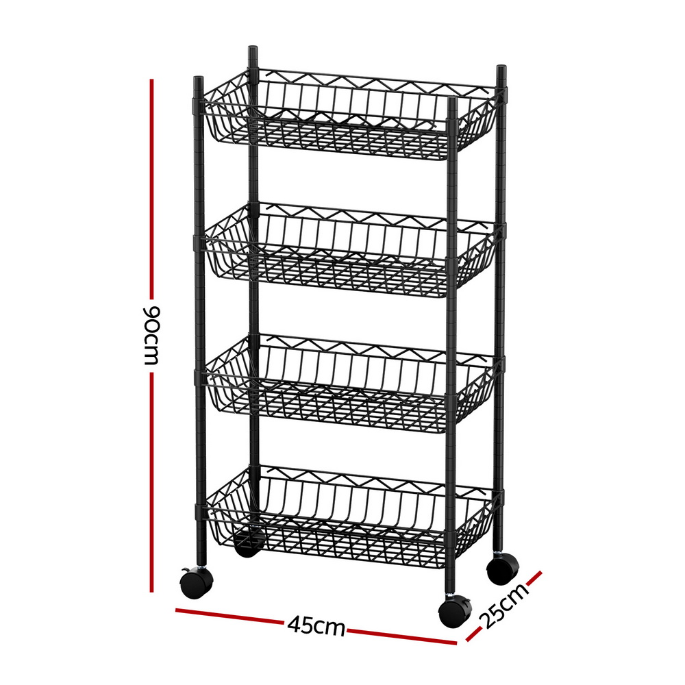 Artiss 4-Tier Shelving Unit with Wheels Garage Storage view 3