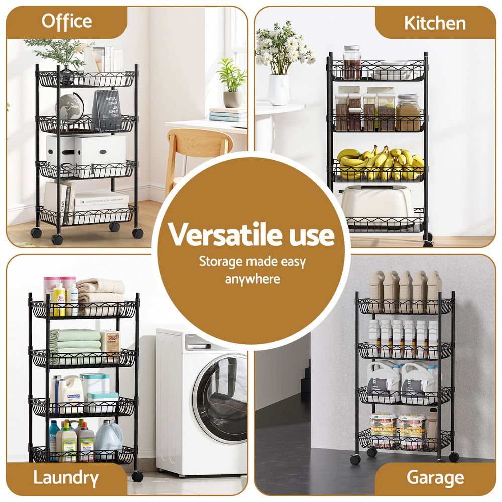 Artiss 4-Tier Shelving Unit with Wheels Garage Storage view 5
