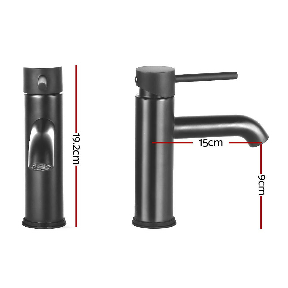 Cefito Basin Mixer Tap Round Brass Faucet Black view 2