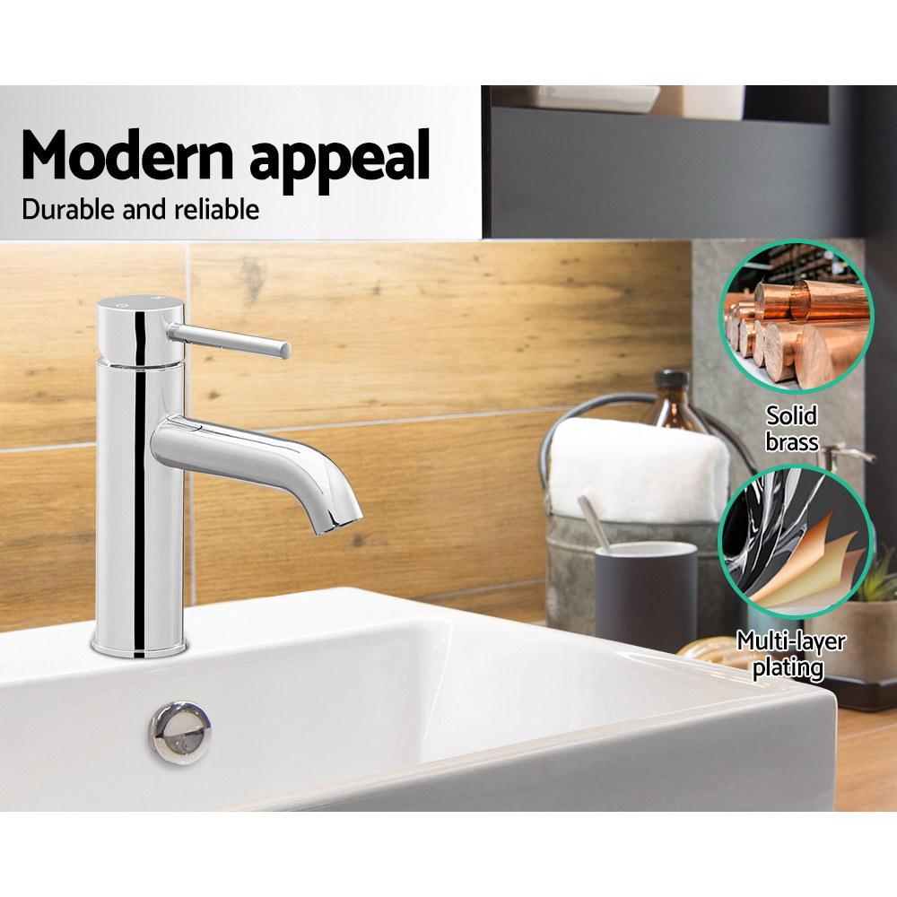 Cefito Basin Mixer Tap Round Brass Faucet Chrome view 5
