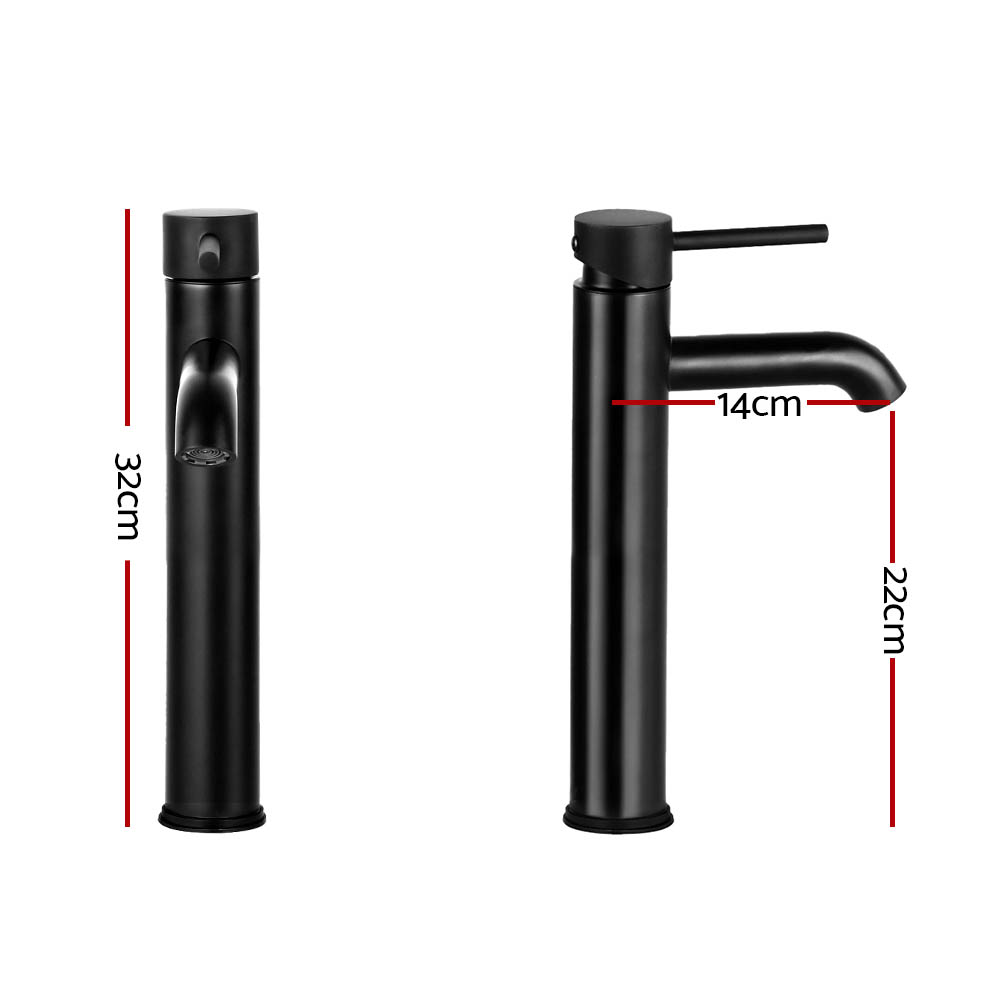 Cefito Basin Mixer Tap Round Tall Faucet, Chrome or Black view 2
