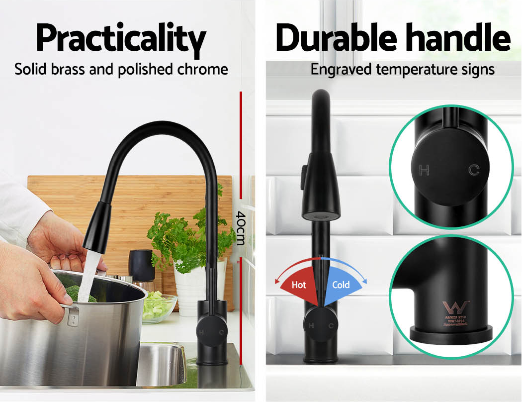 Cefito Pull-Out Kitchen Mixer Tap with 2 Modes, Black view 4