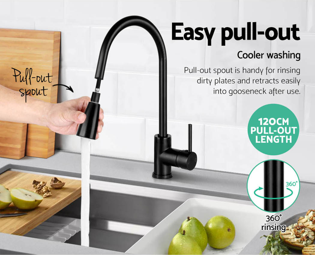 Cefito Pull-Out Kitchen Mixer Tap with 2 Modes, Black view 5