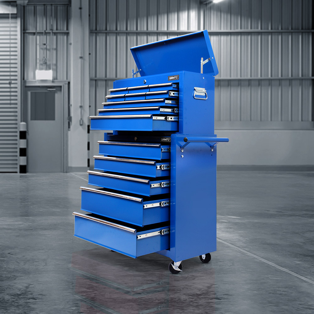 Giantz 14 Drawer Mechanic Tool Box Trolley, Blue or Red