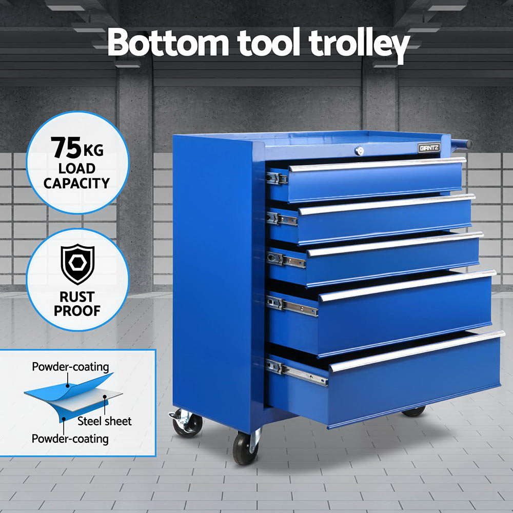 Giantz 15 Drawer Tool Chest Trolley 2 in 1, Blue view 4