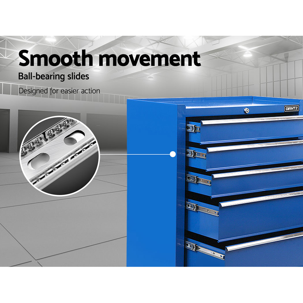 Giantz 5 Drawer Tool Box Trolley, Lockable, Blue or Red view 5