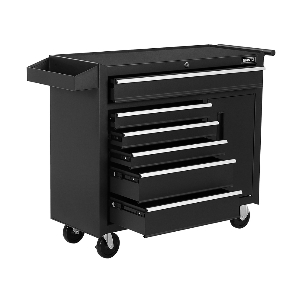 Giantz 6 Drawer Tool Box Chest Trolley, Black or Blue view 3