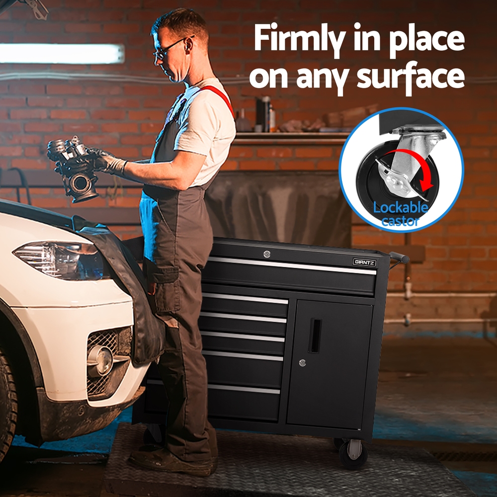 Giantz 6 Drawer Tool Box Chest Trolley, Black or Blue view 5