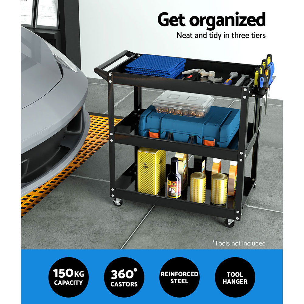 Giantz 3 Tier Tool Cart Trolley, Black Blue or Red view 5