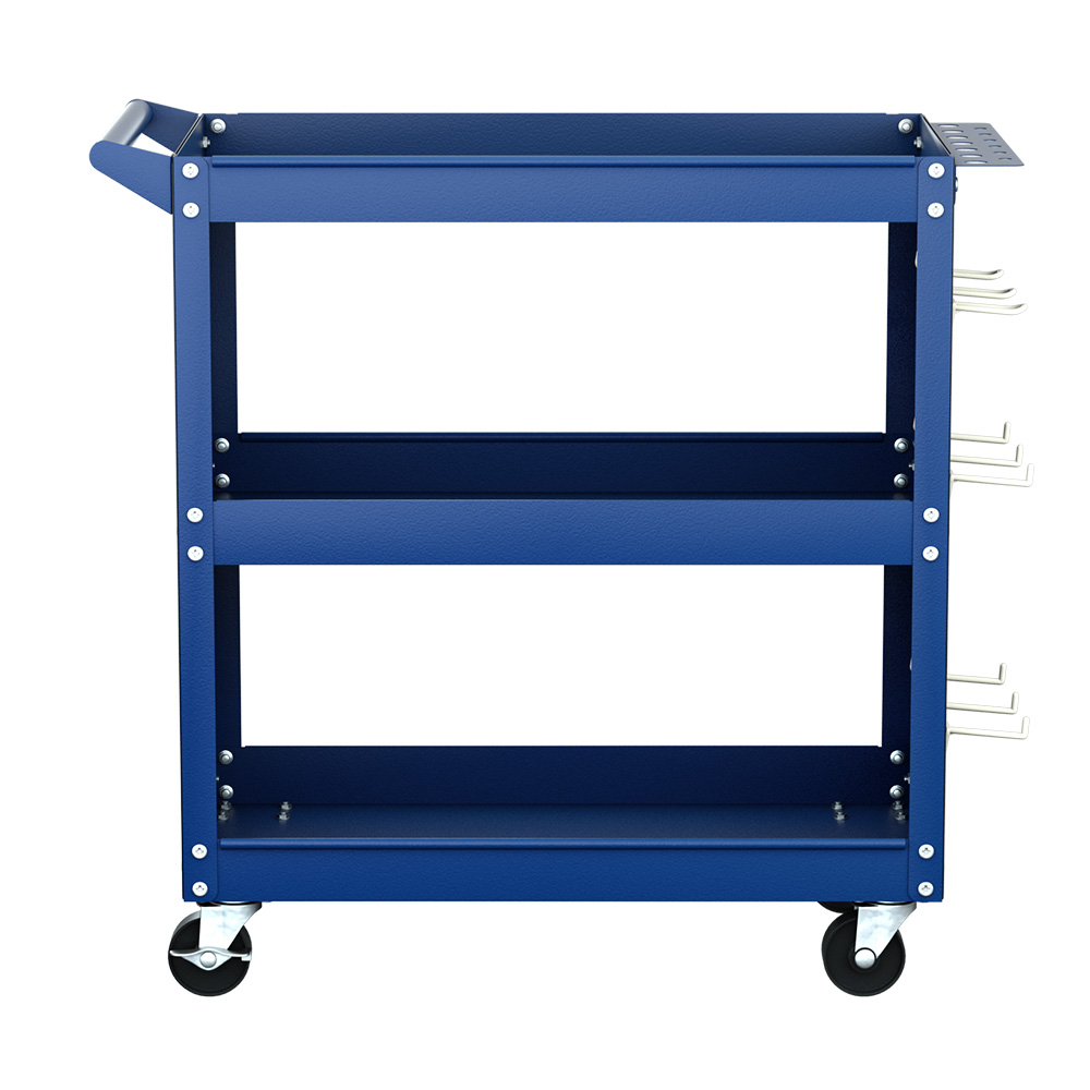 Giantz 3 Tier Tool Cart Trolley with Pegboard, Blue or Red view 3