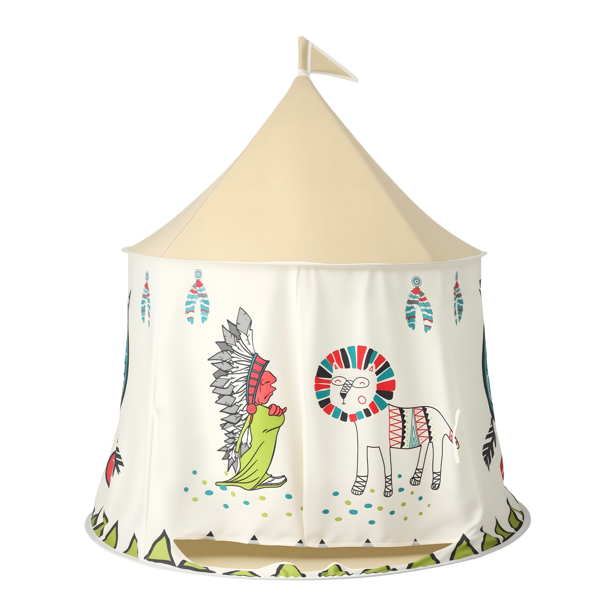 Keezi Kids Play Tent Playhouse Castle with Window Flag Carry Bag 115cmx115cm view 3