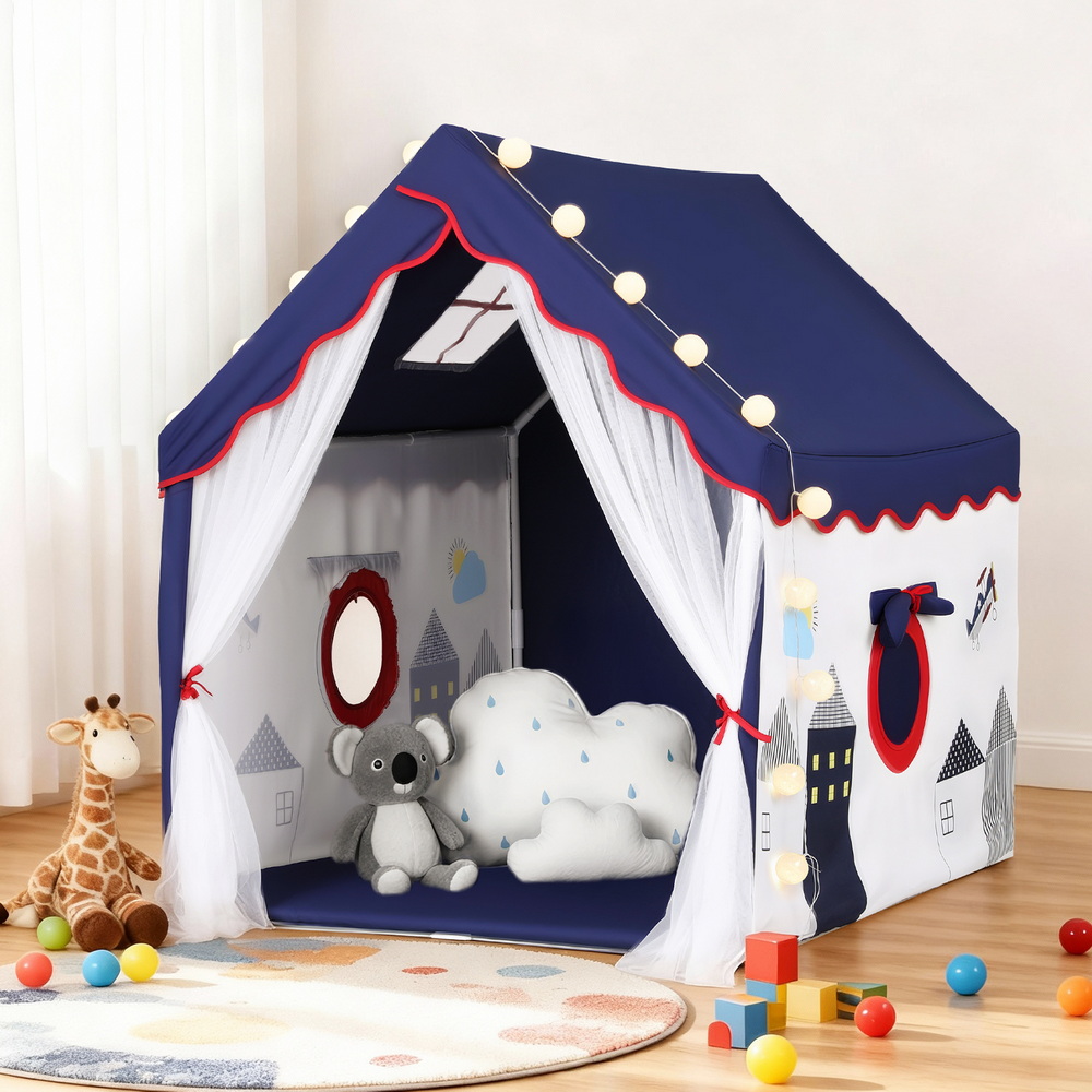 Keezi Kids Play Tent Playhouse Castle with Ball Pit & Lights