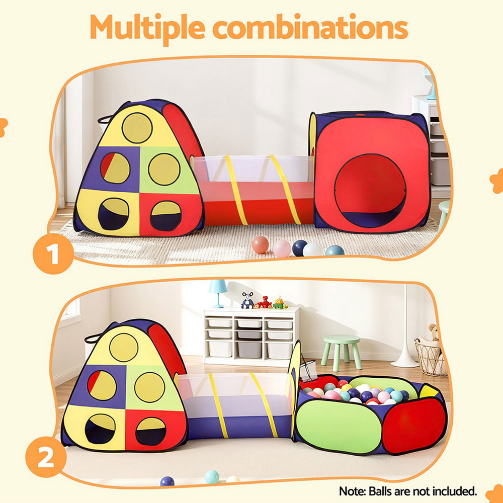 Keezi Kids Play Tent Teepee, Tunnel & Ball Pit Adventure Set view 5