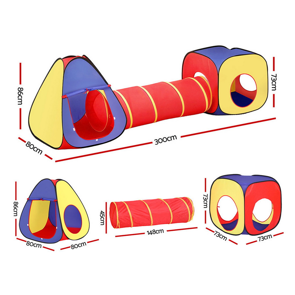 Keezi Kids 3-in-1 Play Tent with Teepee & Crawl Tunnel view 3