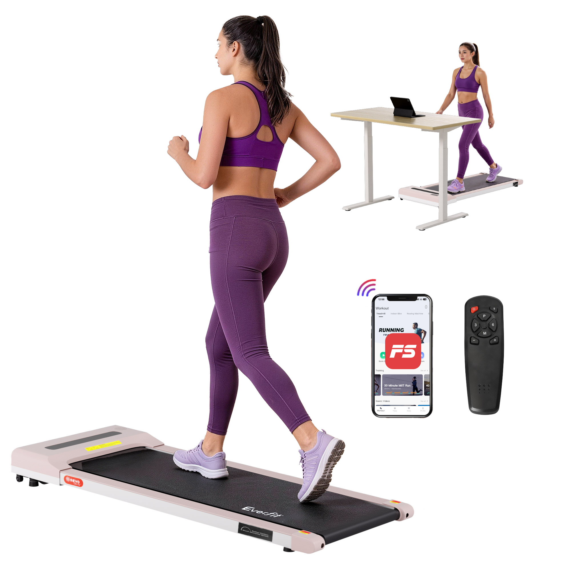 Everfit Walking Pad Under Desk Home Gym 360mm No Assembly