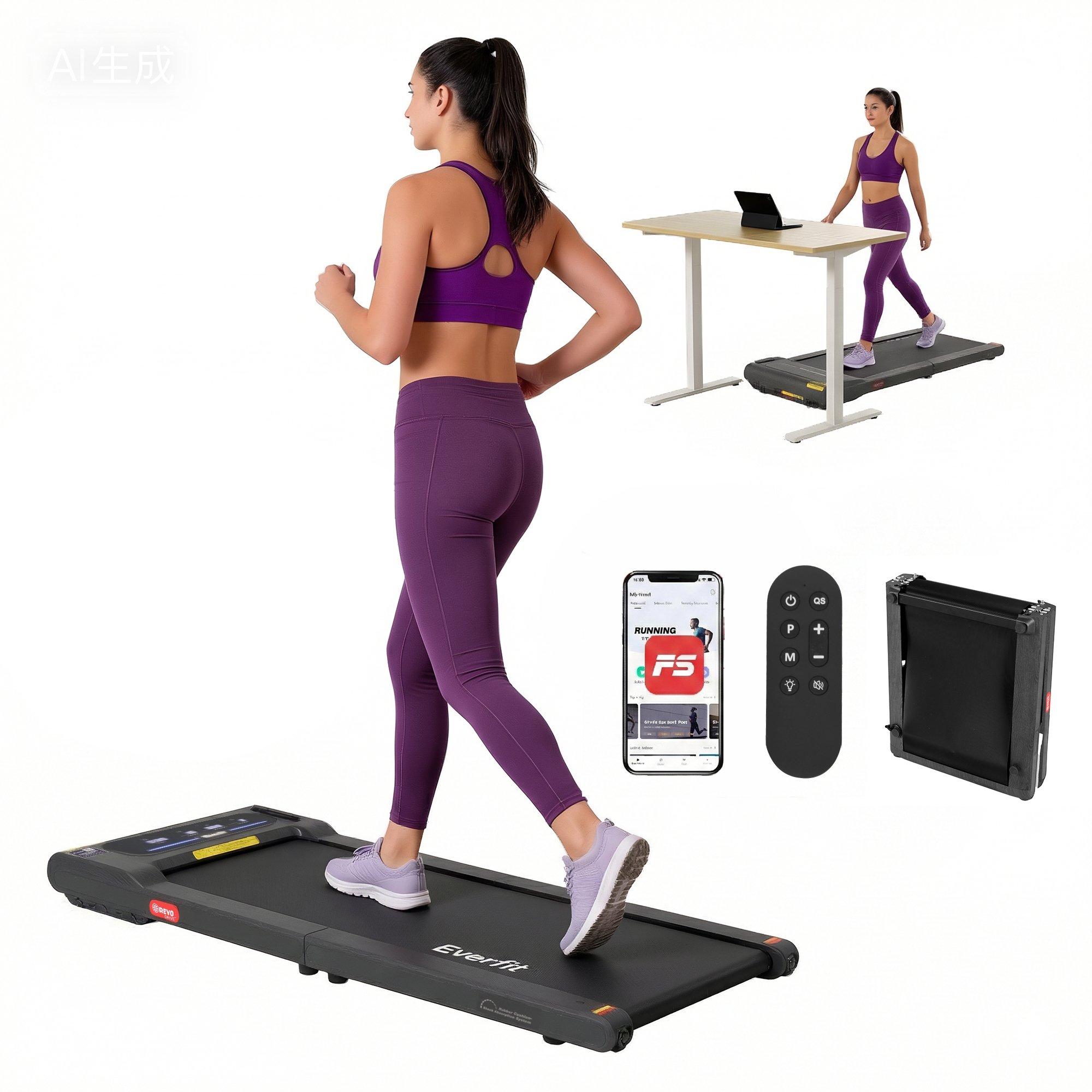 Everfit Walking Pad Treadmill 2-in-1 Under Desk 38cm Belt
