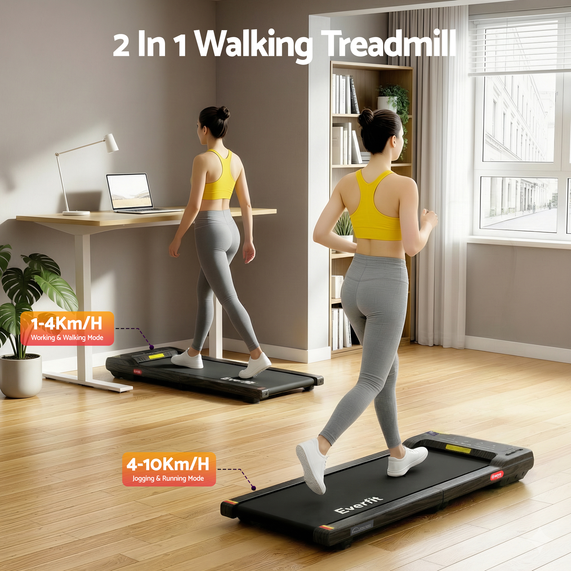Everfit Walking Pad Treadmill 2-in-1 Under Desk 38cm Belt view 4
