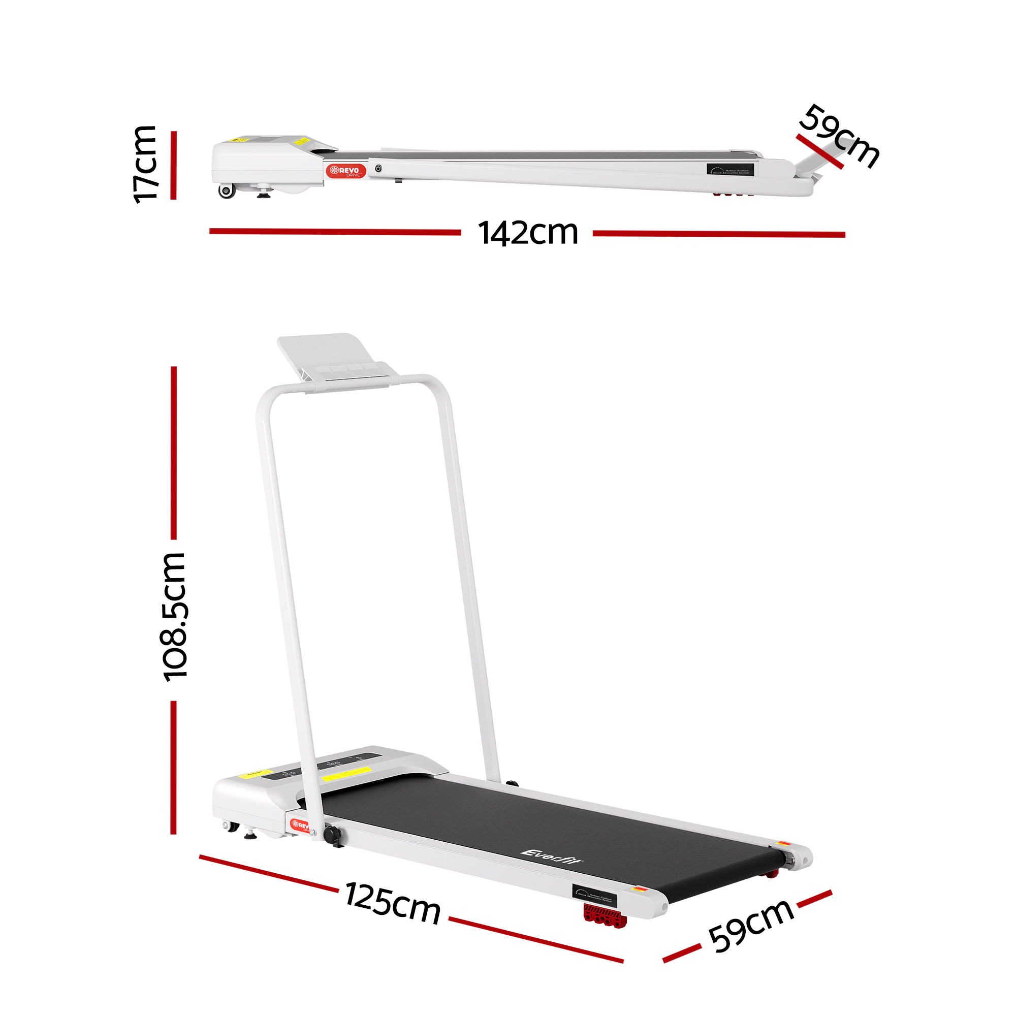 Everfit Walking Pad Incline Under Desk 380mm Multiple Colours view 2