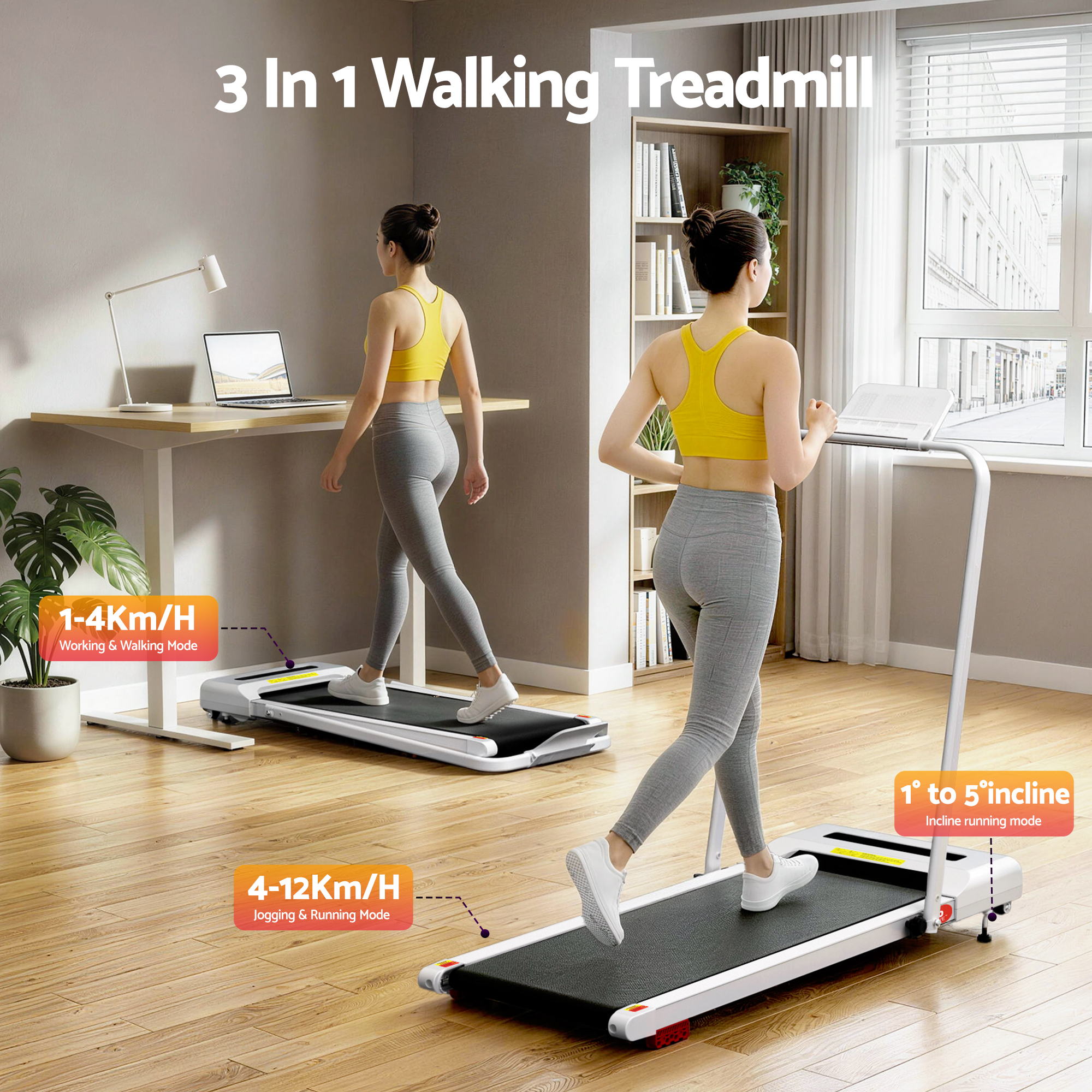 Everfit Walking Pad Incline Under Desk 380mm Multiple Colours view 4