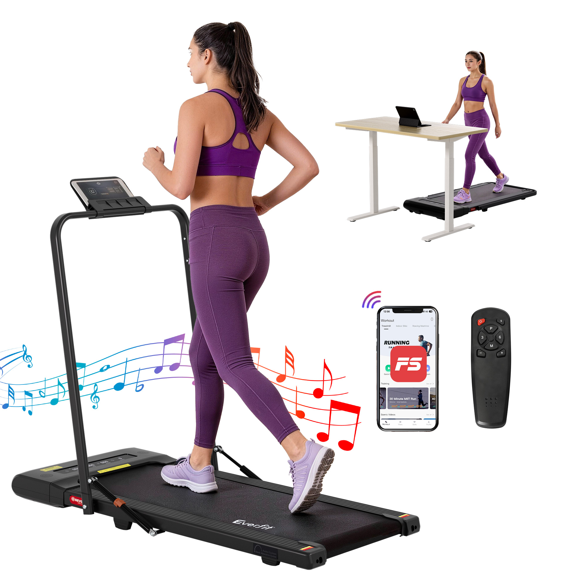 Everfit Walking Pad 2-in-1 Under Desk 400mm Wide Belt