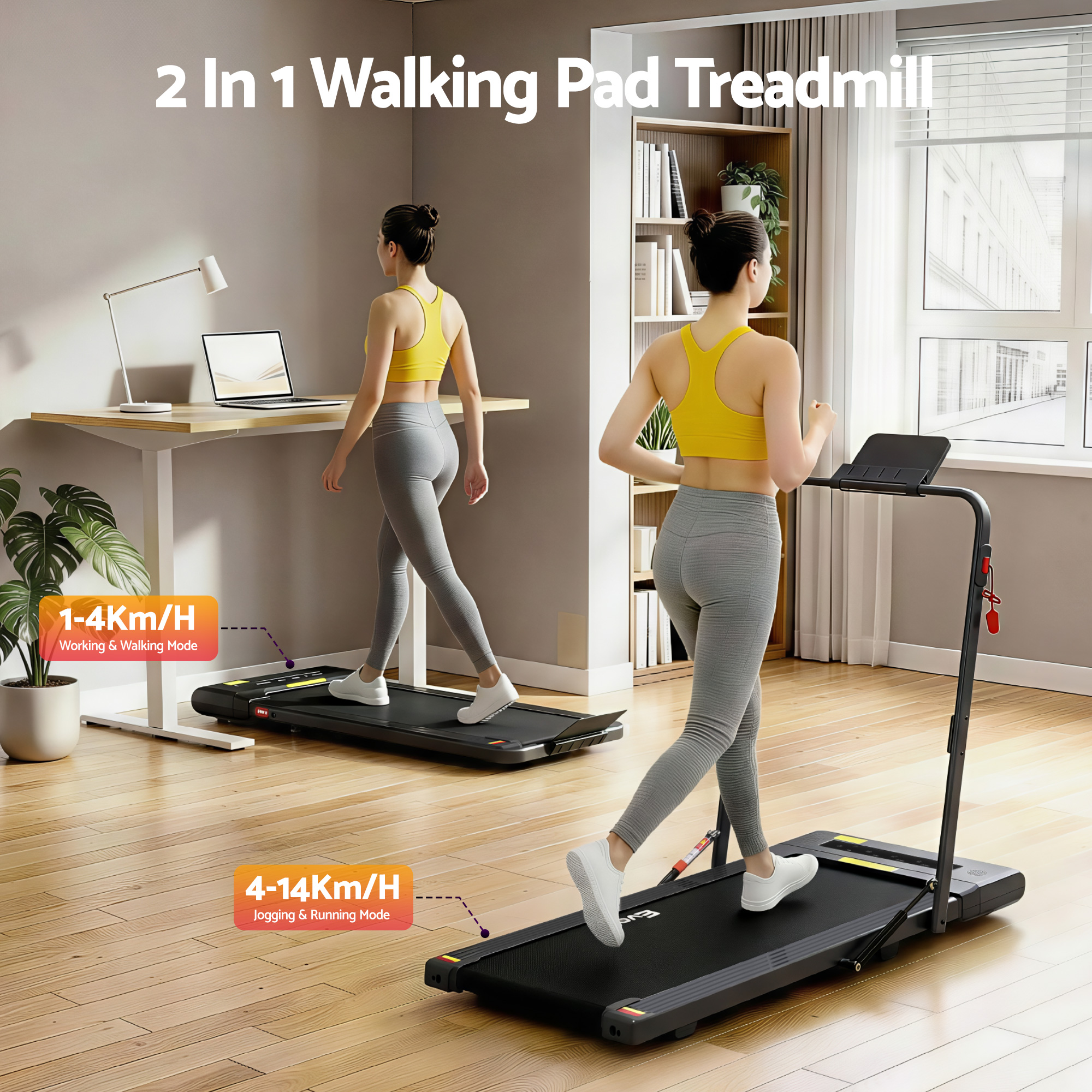 Everfit Walking Pad 2-in-1 Under Desk 400mm Wide Belt view 3