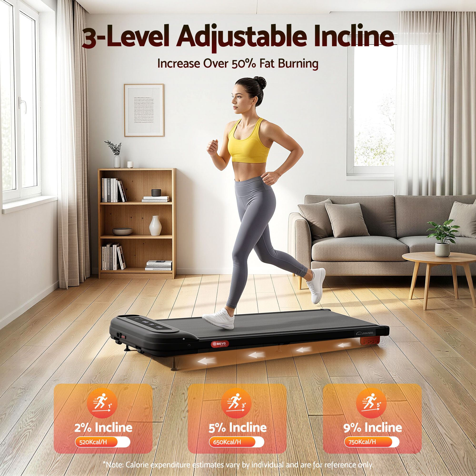 Everfit 3 in 1 Treadmill Walking Pad Under Desk Incline view 4