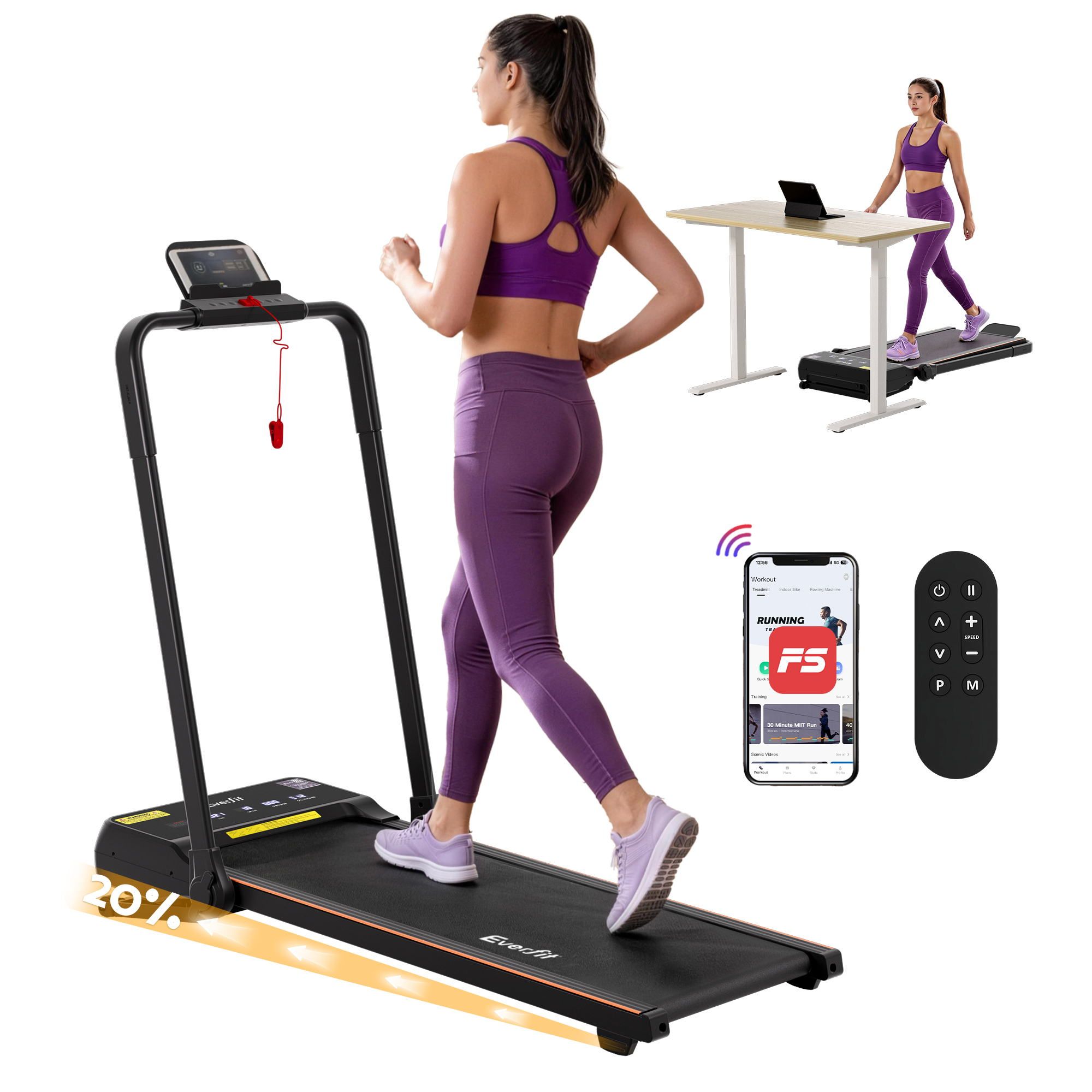 Everfit 3 in 1 Walking Pad Treadmill Foldable 40cm Belt