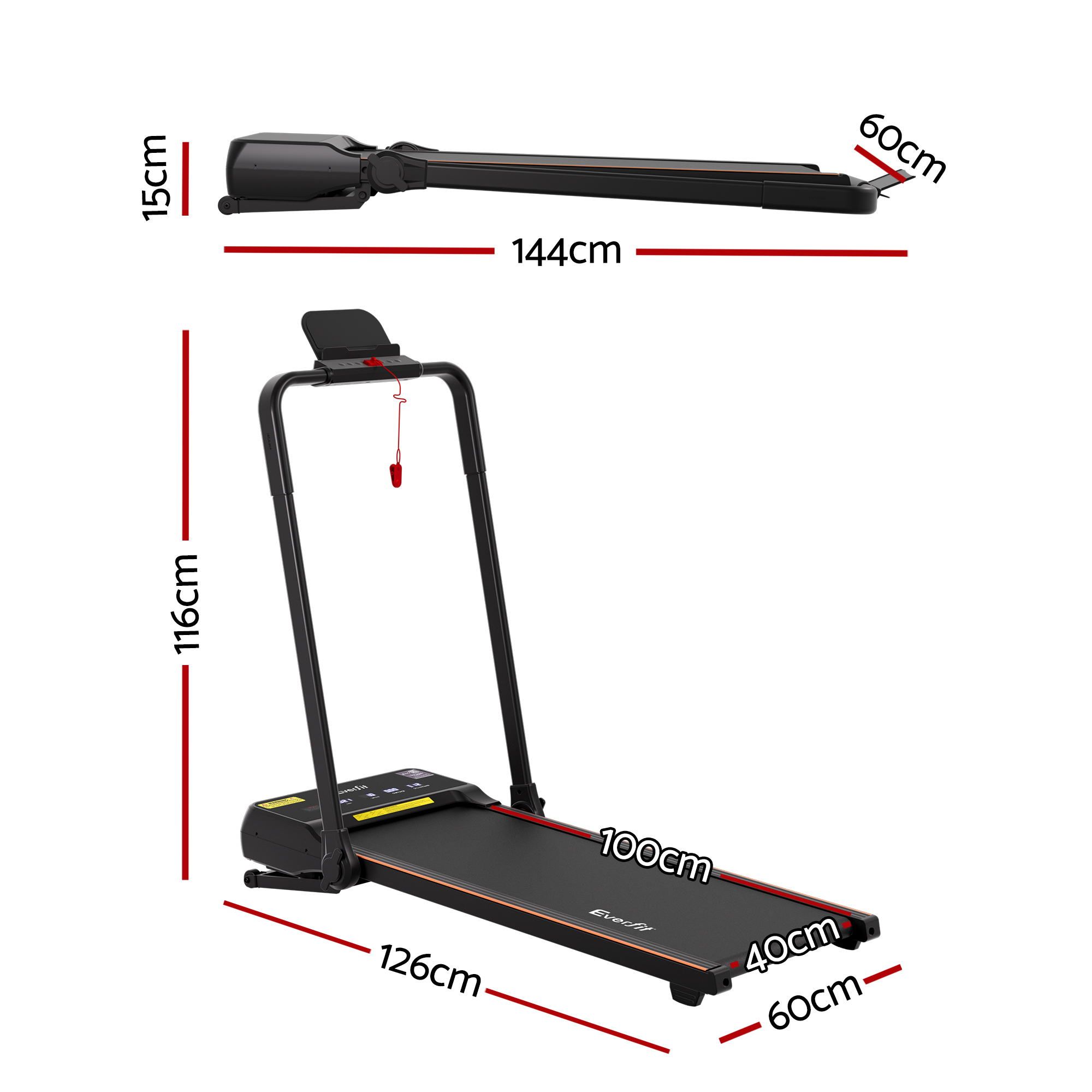 Everfit 3 in 1 Walking Pad Treadmill Foldable 40cm Belt view 2