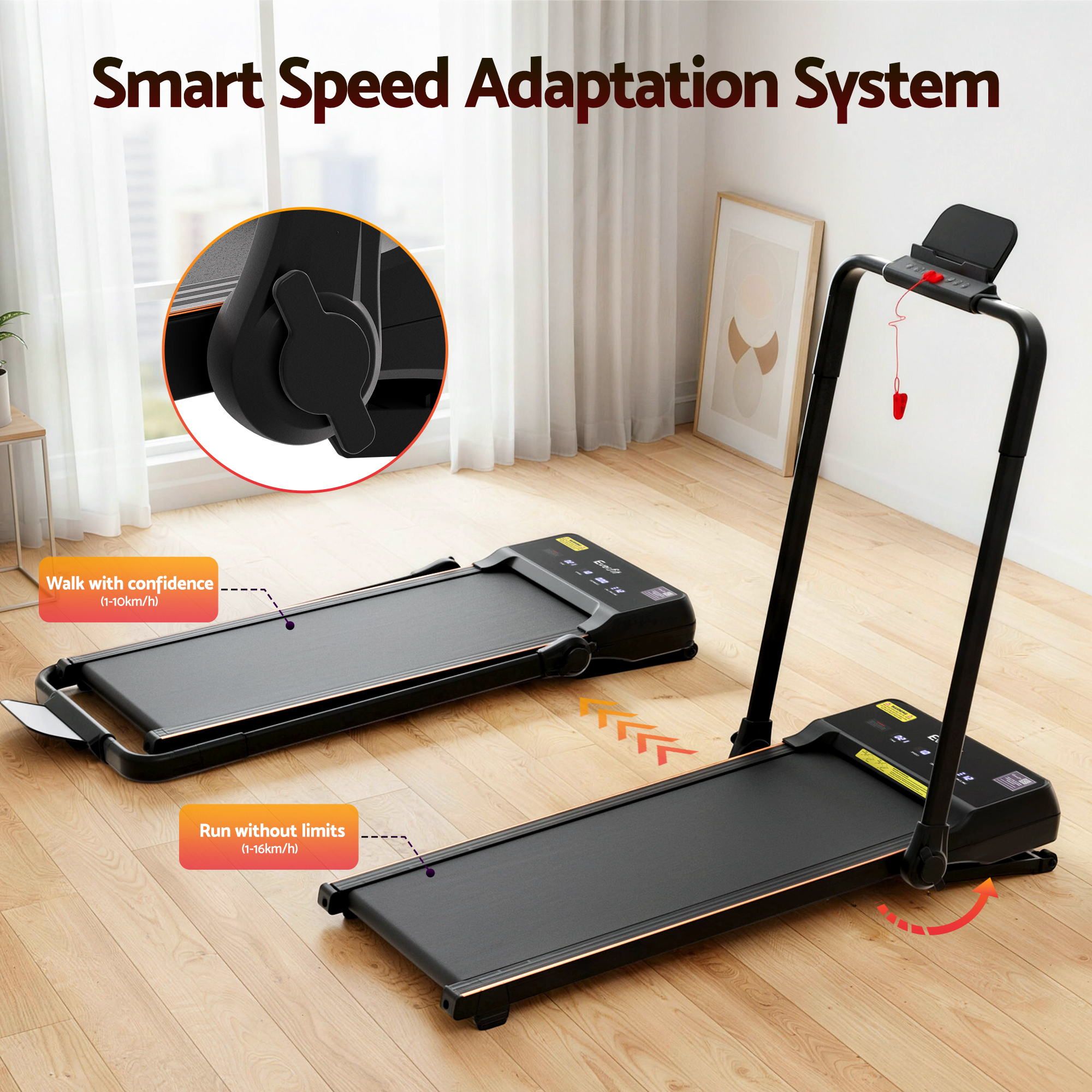 Everfit 3 in 1 Walking Pad Treadmill Foldable 40cm Belt view 4