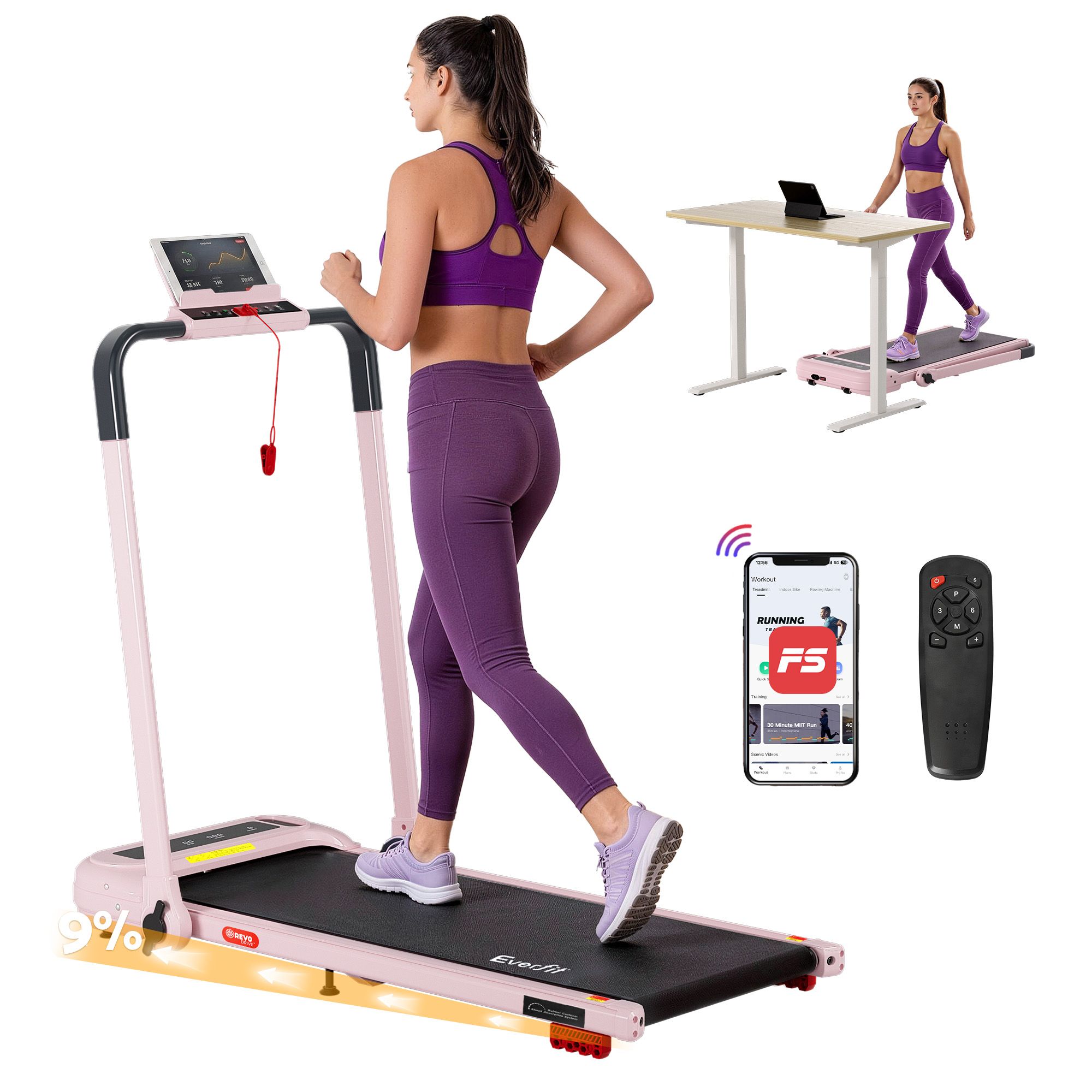 Everfit 3 in 1 Treadmill Walking Pad Foldable Incline