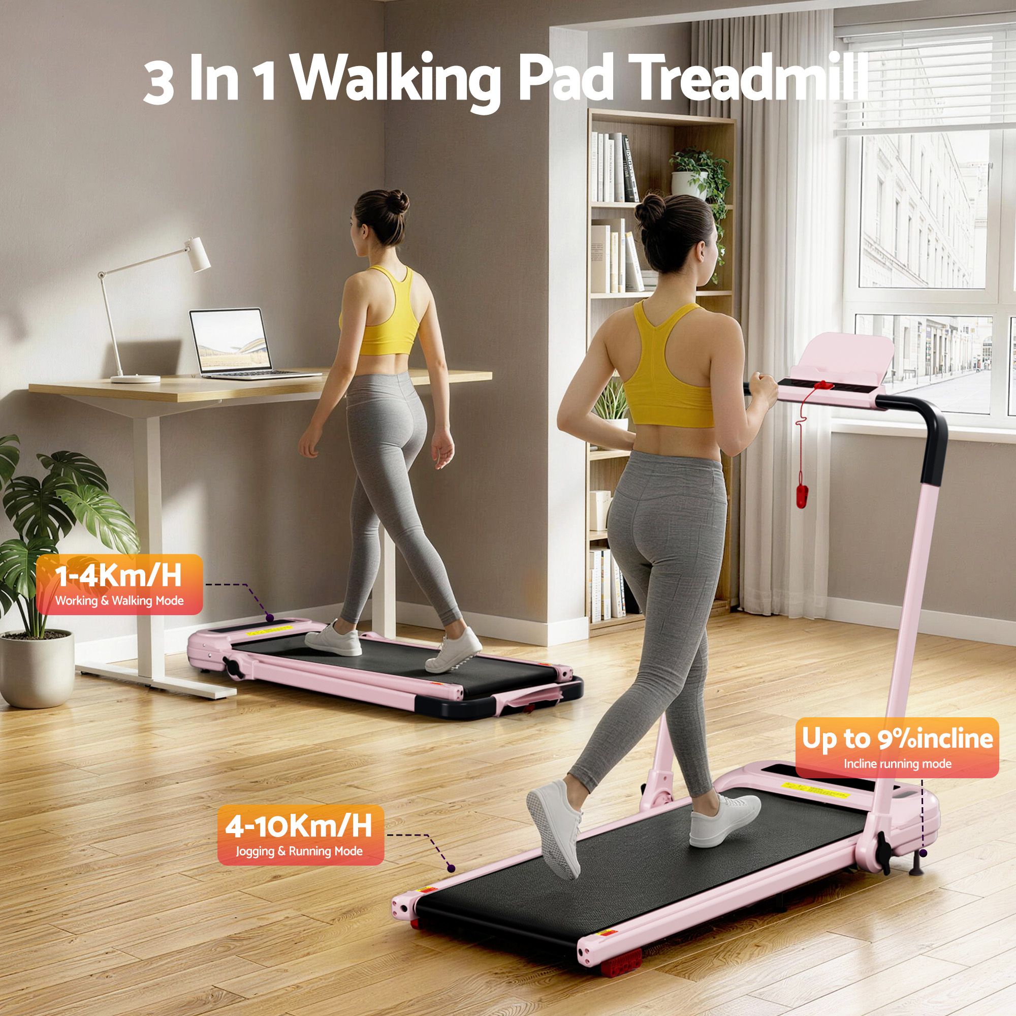 Everfit 3 in 1 Treadmill Walking Pad Foldable Incline view 2