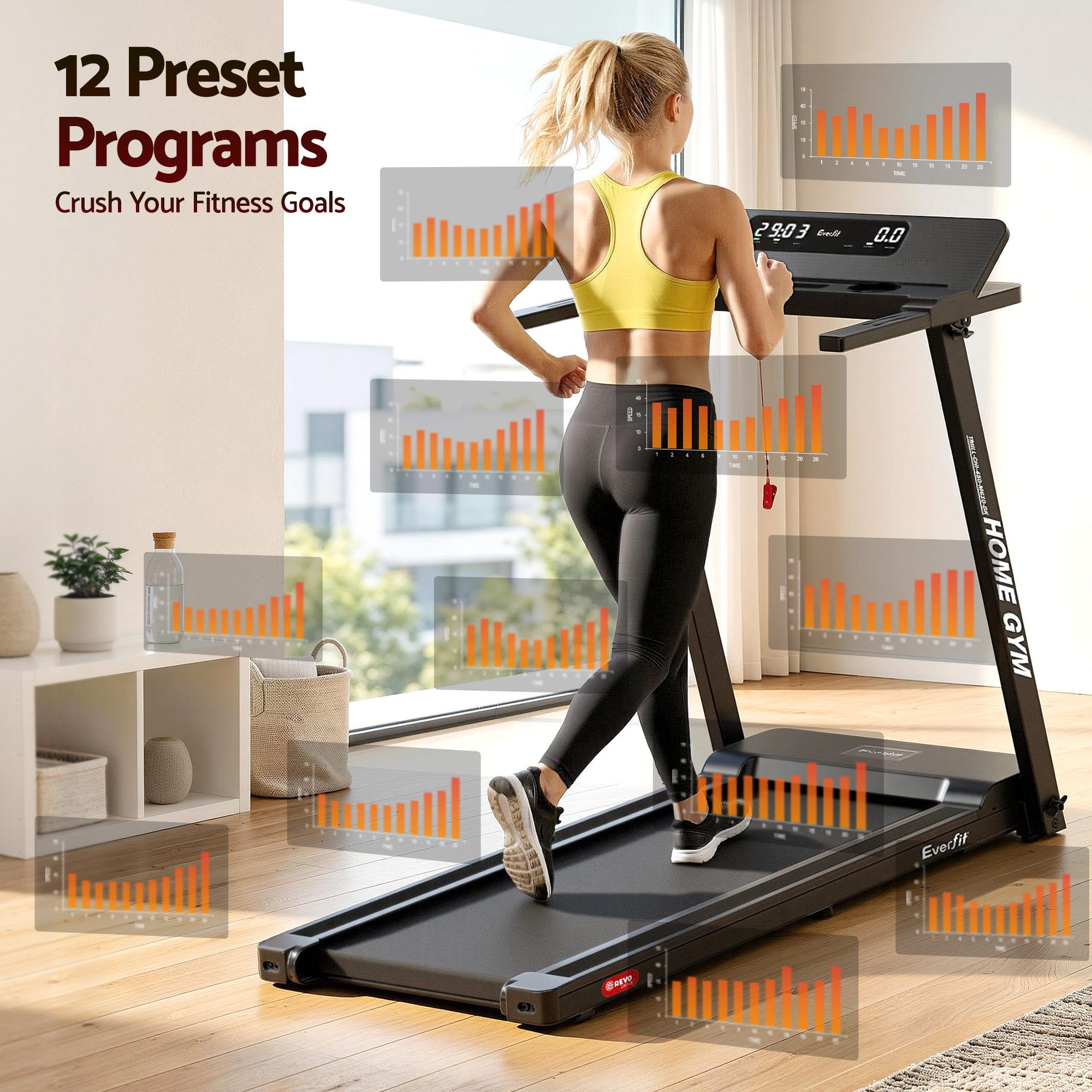 Everfit Fitness Treadmill, Fully Foldable 450mm view 3
