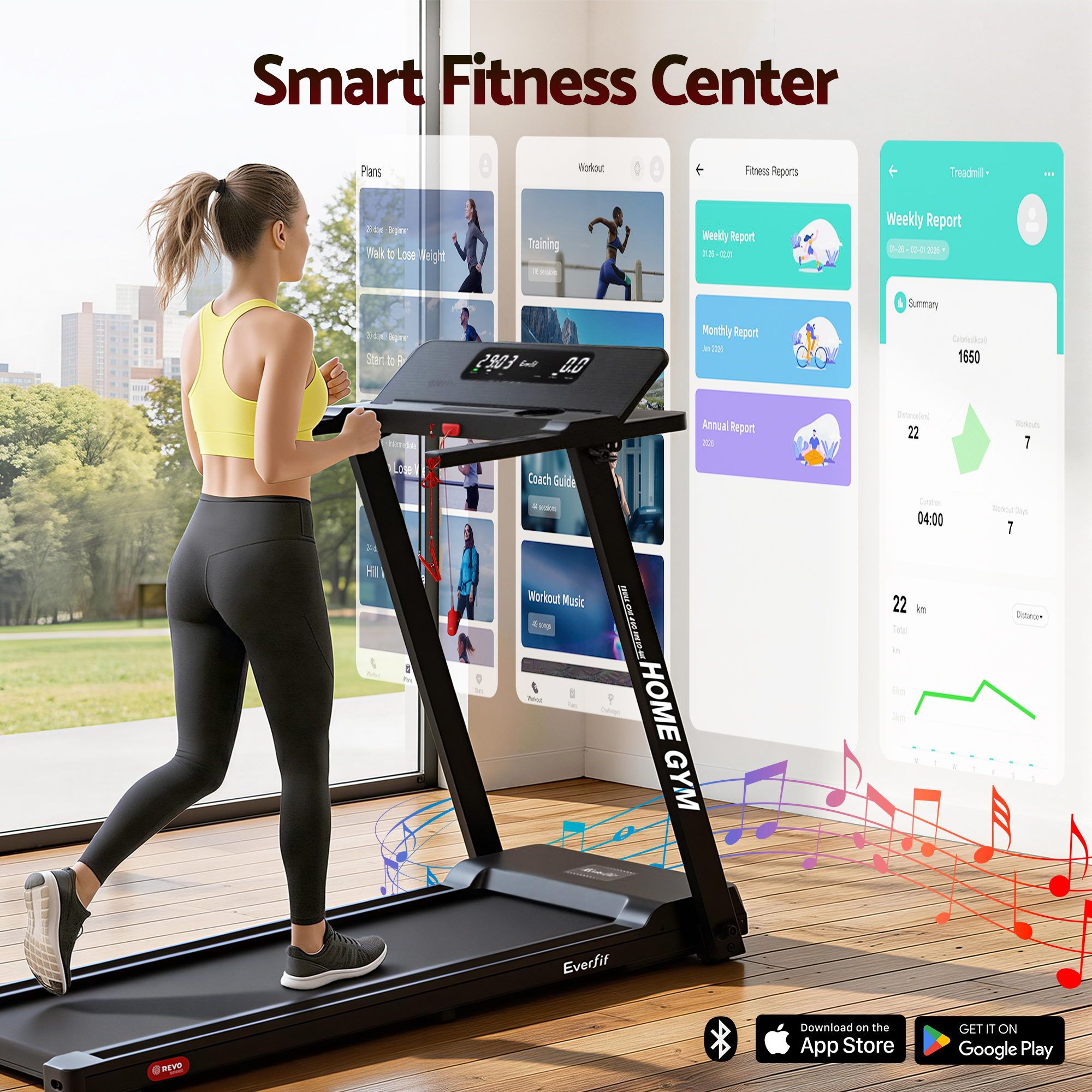 Everfit Fitness Treadmill, Fully Foldable 450mm view 5