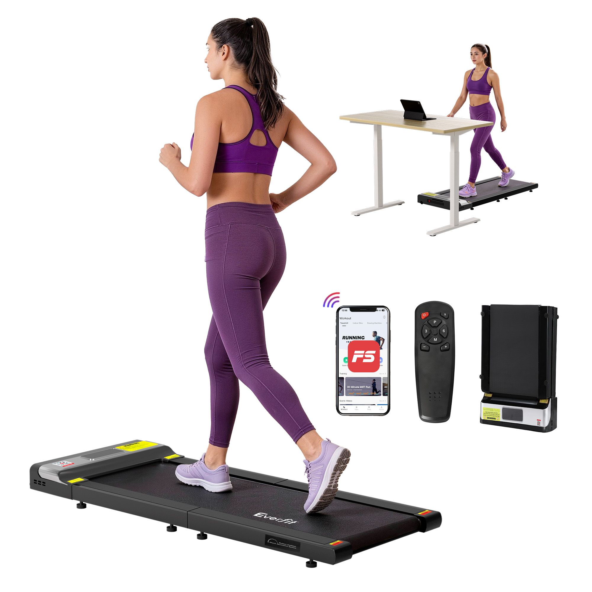 Everfit Walking Pad Foldable 400mm Belt Smooth Wheels