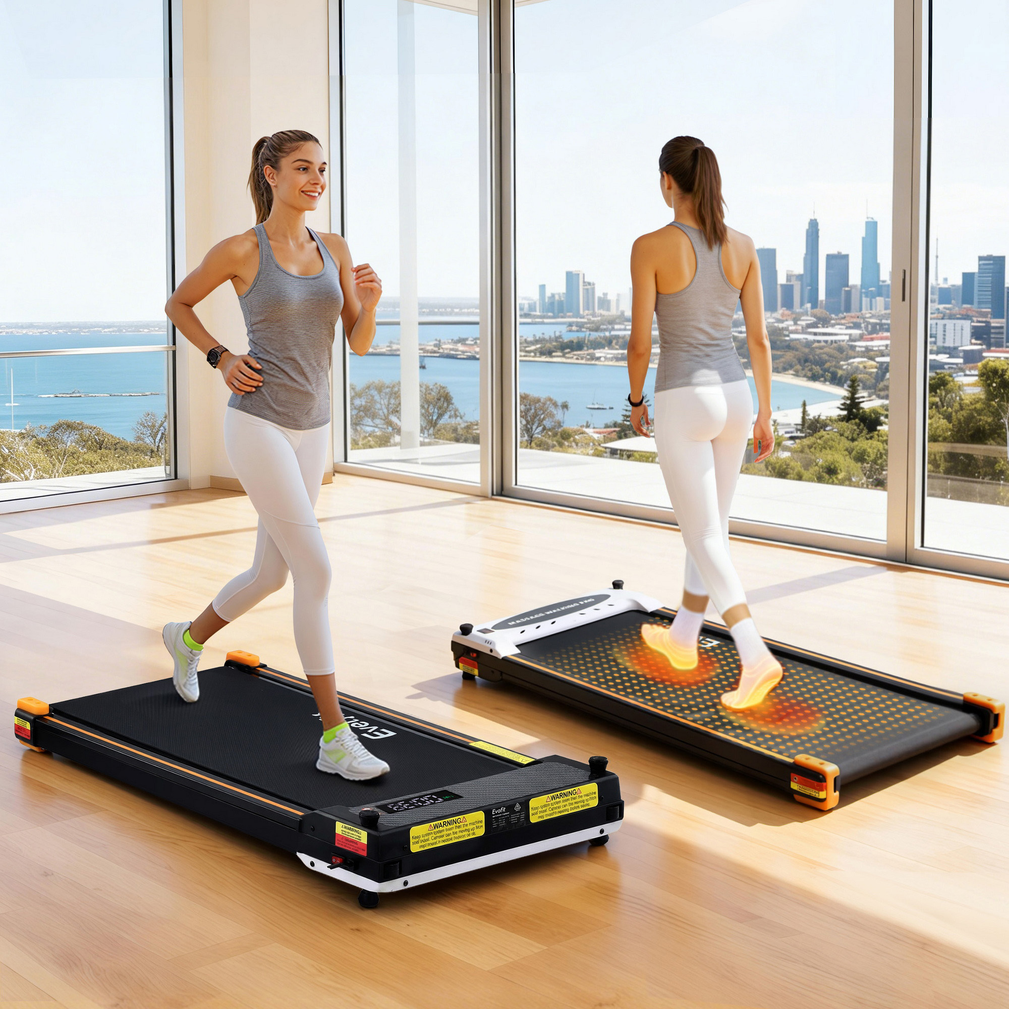Everfit 2 Side Walking Pad Treadmill with Massage