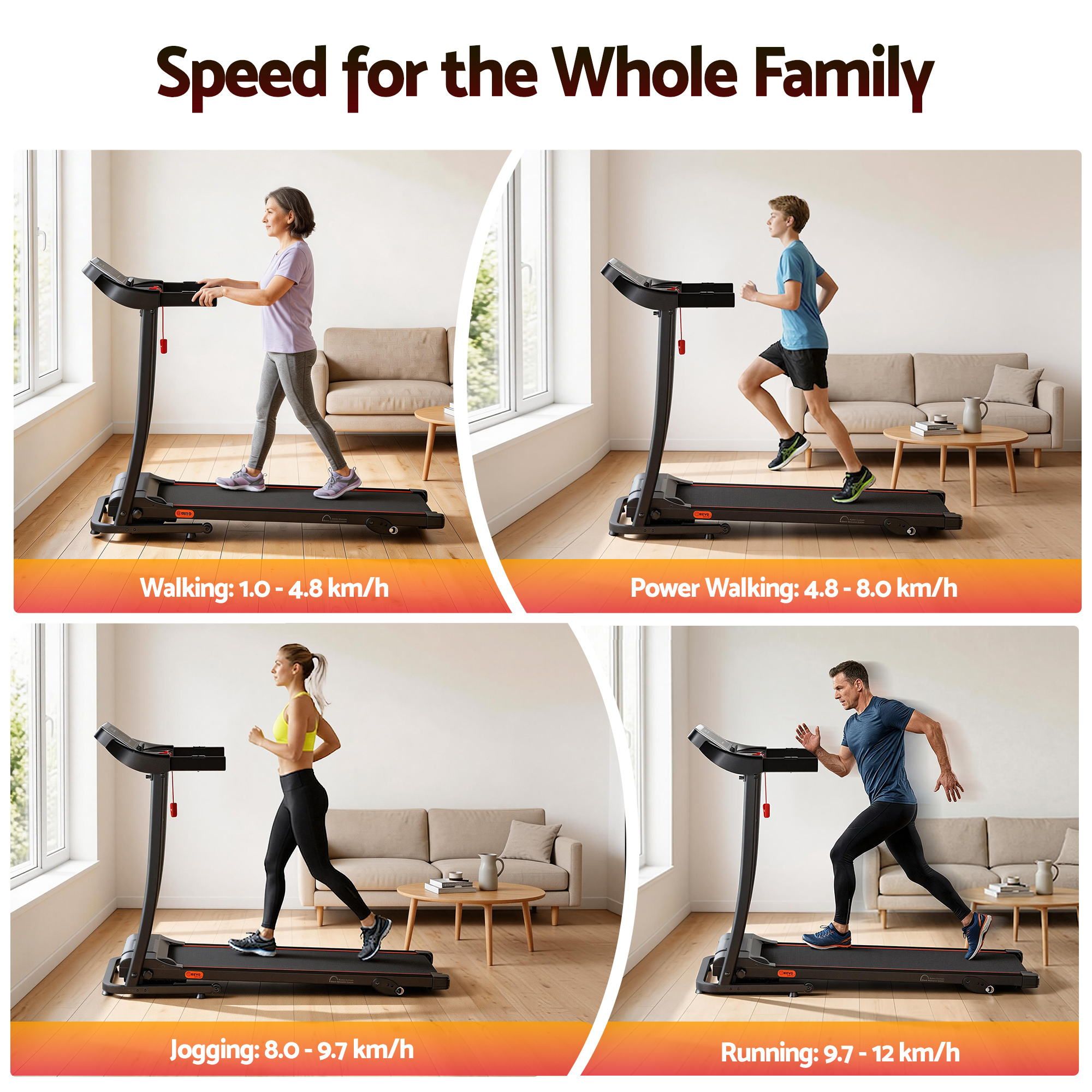 Everfit Electric Treadmill Incline 400mm Belt 12 Programs view 5