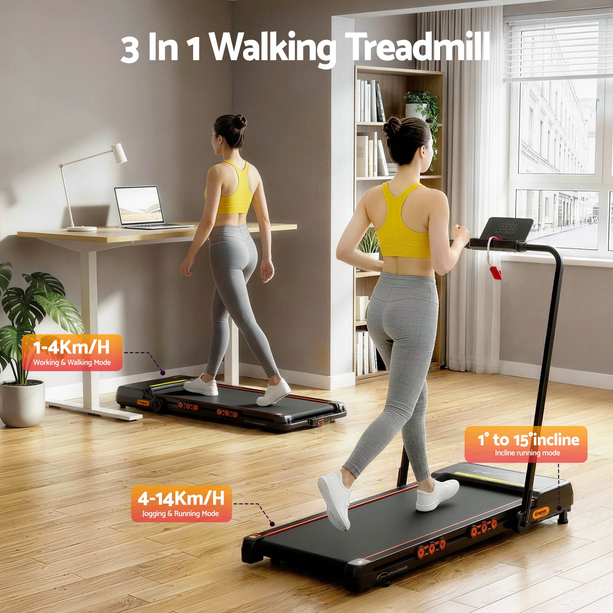 Everfit 3 in 1 Treadmill Walking Pad with Auto Incline view 4