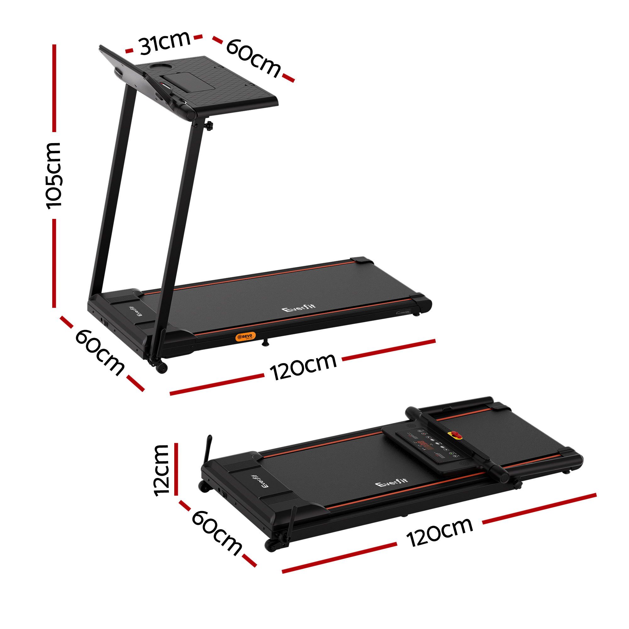 Everfit Electric Treadmill Foldable Incline Desk Office Gym view 2