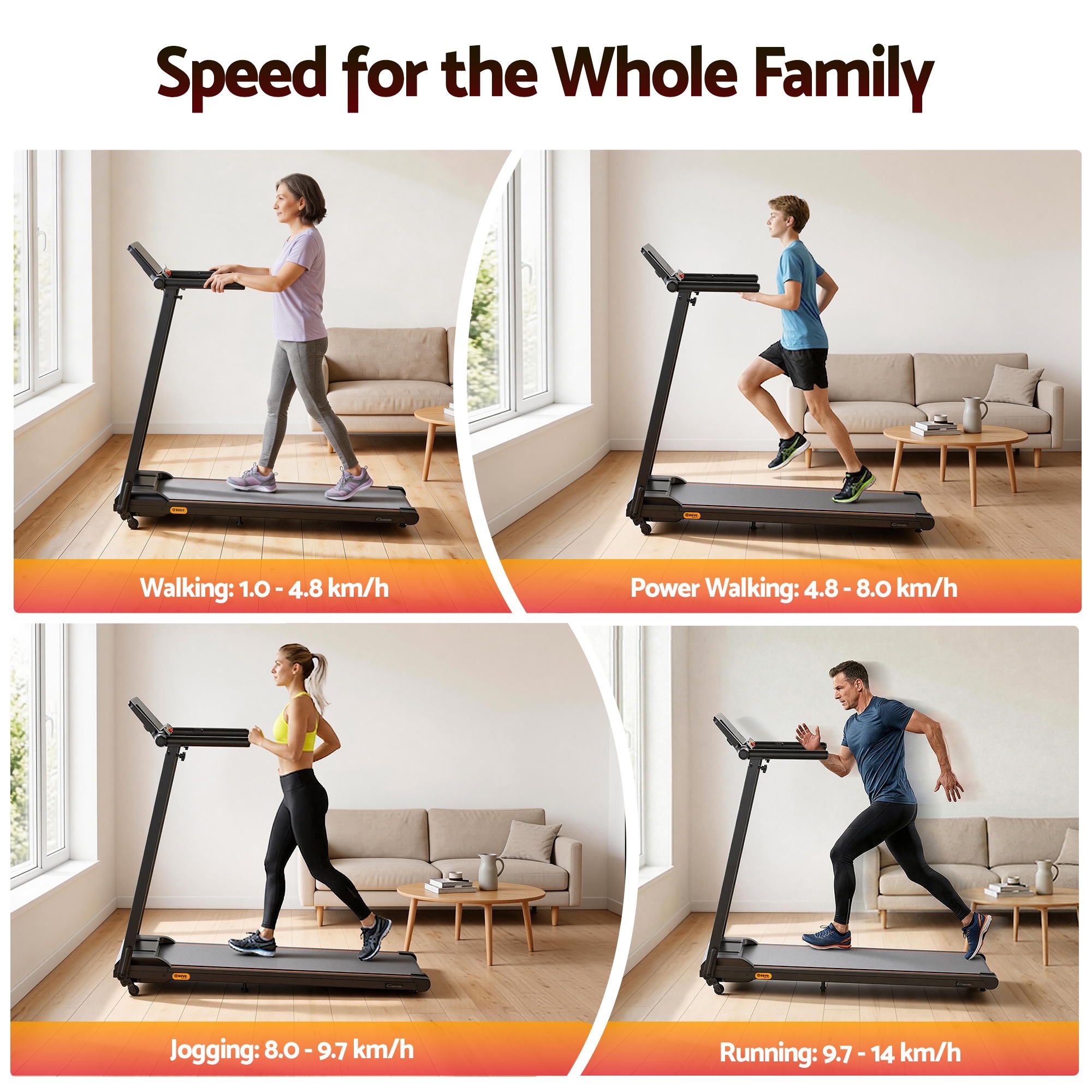 Everfit Electric Treadmill Foldable Incline Desk Office Gym view 5
