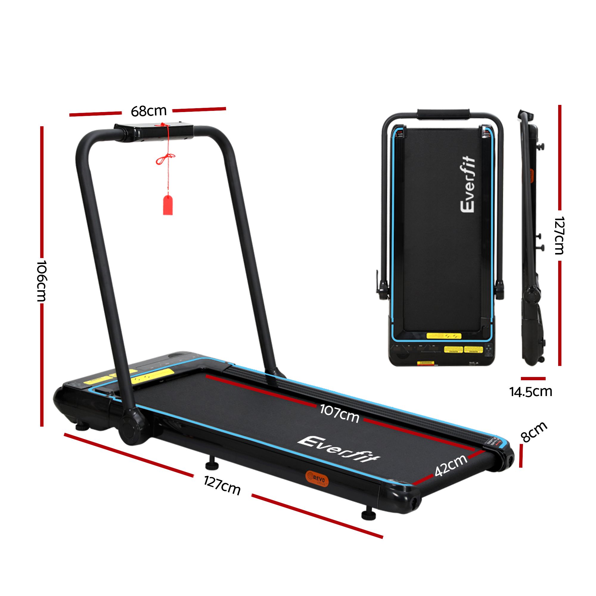 Everfit Electric Treadmill 2-in-1 420mm Belt with Remote view 2